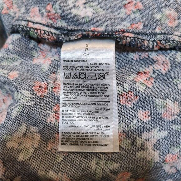 Old Navy Floral Sundress Linen Rayon Size Small Navy Blue Red Floral Strappy - Picture 6 of 9